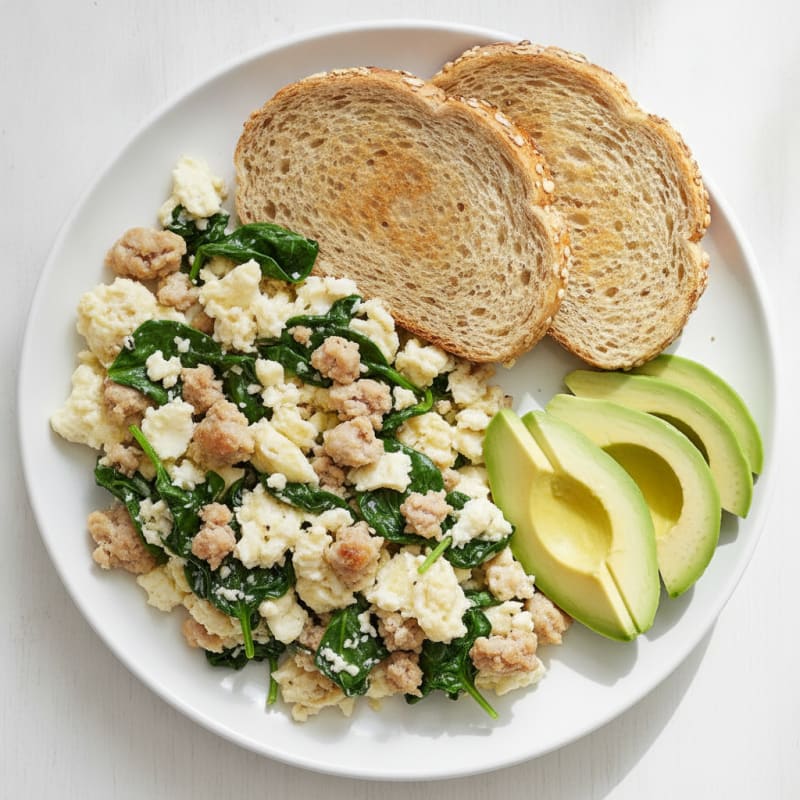 Egg White and Turkey Sausage Scramble with Spinach
