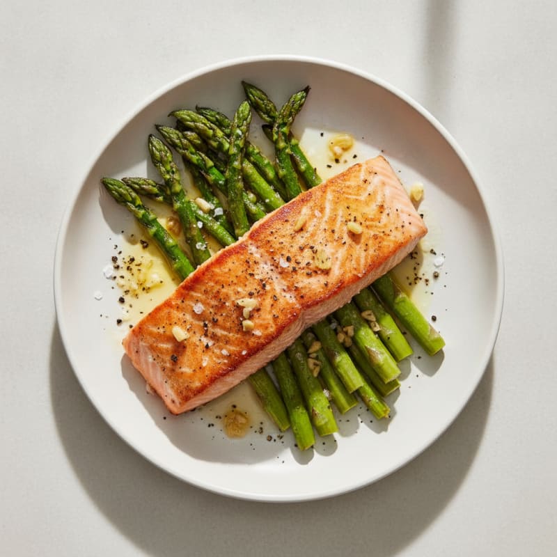 Pan-Seared Salmon with Roasted Asparagus