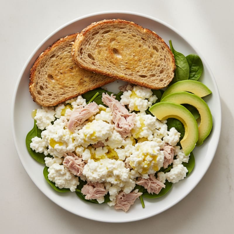 Egg White Scramble with Cottage Cheese and Smoked Turkey