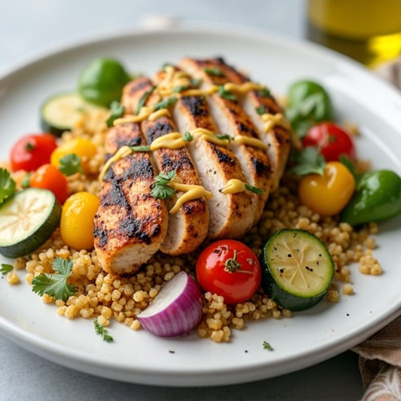 Grilled Chicken and Quinoa Salad with Roasted Vegetables