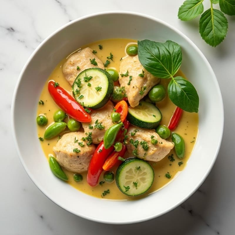 Creamy Thai Green Chicken Curry with Fresh Vegetables