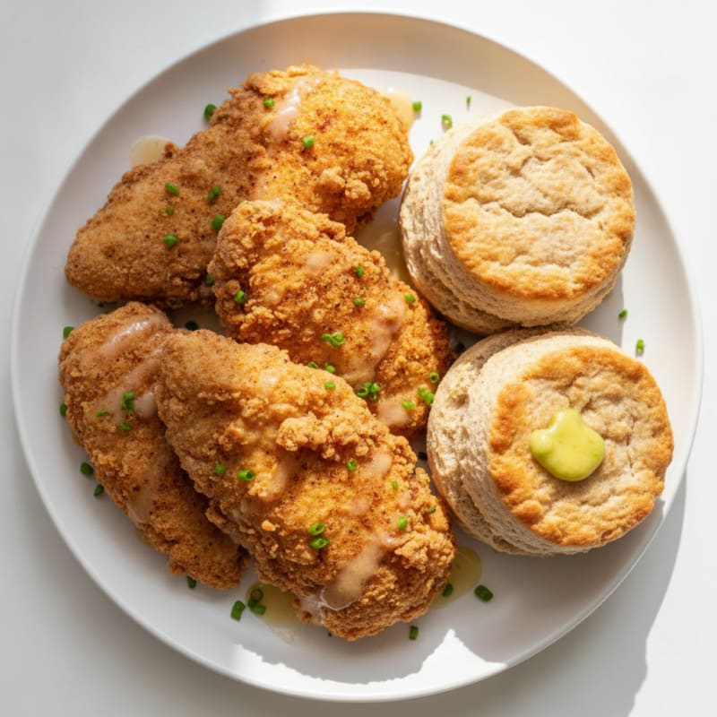 Buttermilk Fried Chicken with Fluffy Biscuits