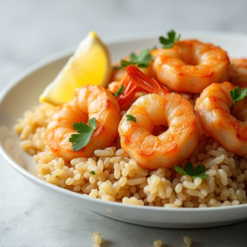 Lemon Garlic Shrimp with Brown Rice