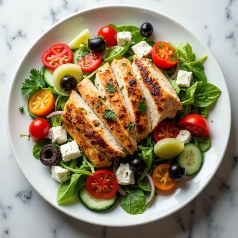 Fresh Mediterranean Chopped Salad with Herb-Marinated Feta