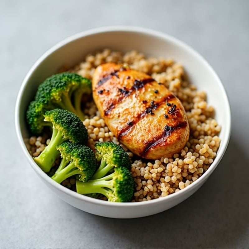 Grilled Chicken and Quinoa Bowl with Roasted Broccoli