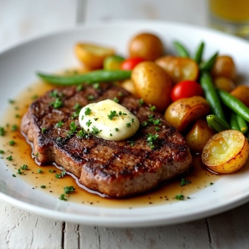 Herb-Garlic Butter Seared Steak with Roasted Baby Potatoes
