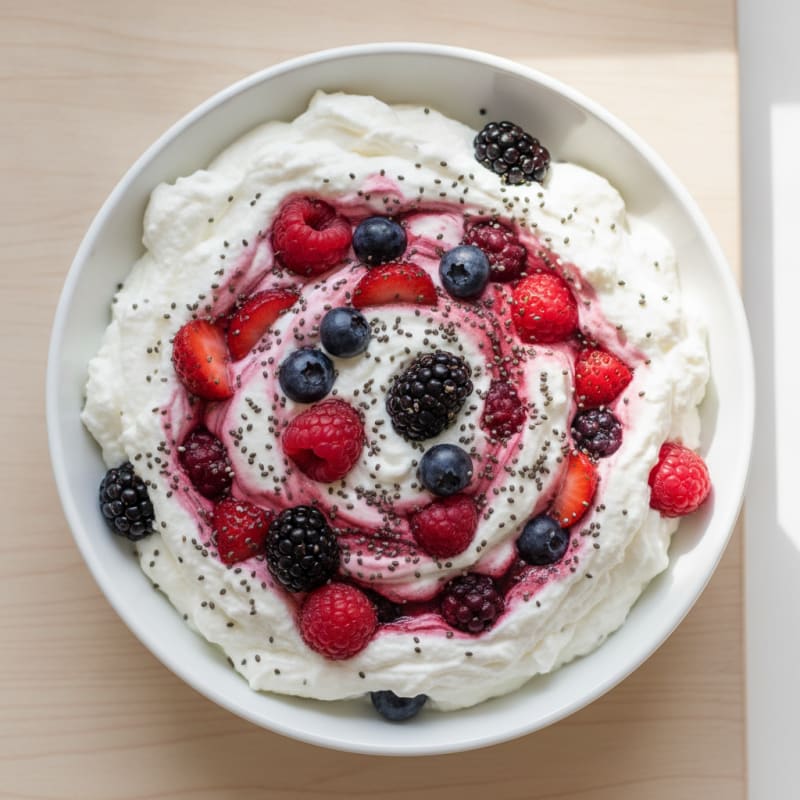 Greek Yogurt Protein Mousse with Mixed Berries
