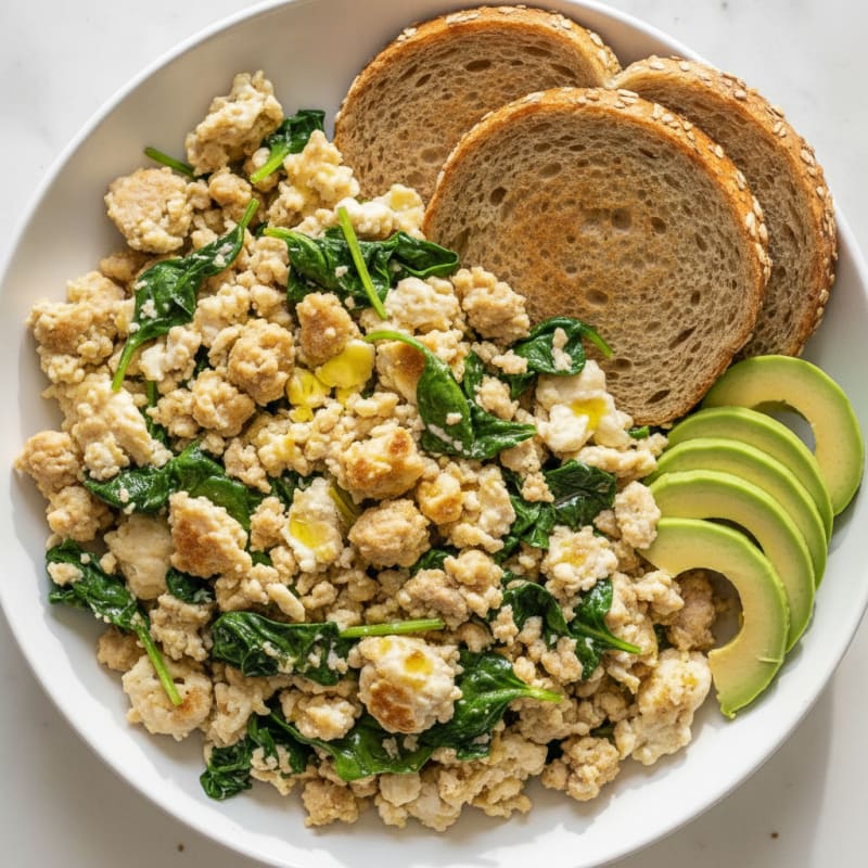 Egg White and Turkey Sausage Scramble with Spinach