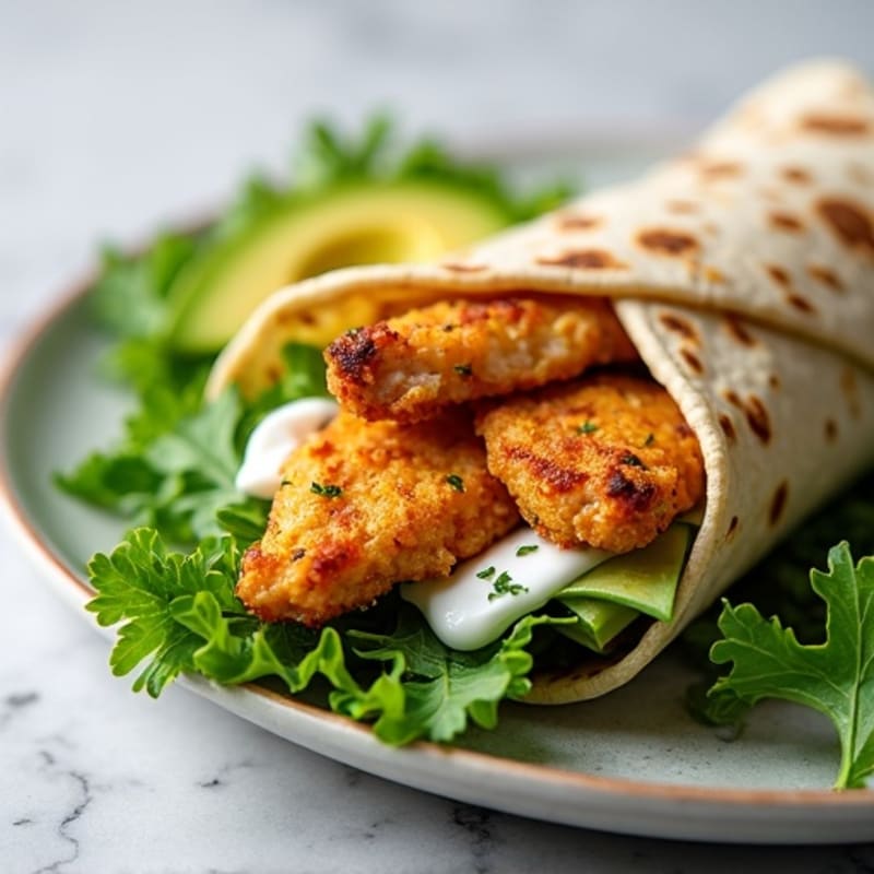 Crispy Lemon Herb Chicken Wrap with Fresh Greens