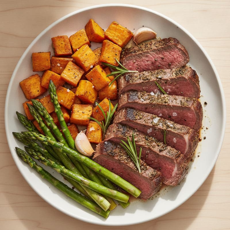 Herb-Roasted Steak with Sweet Potatoes