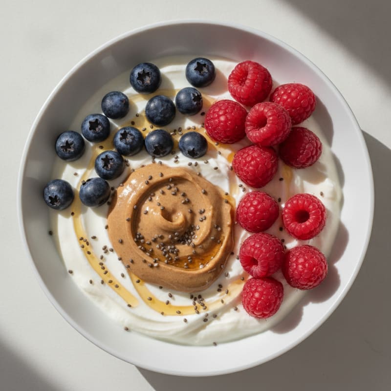 Creamy Greek Yogurt Bowl with Mixed Berries and Almond Butter