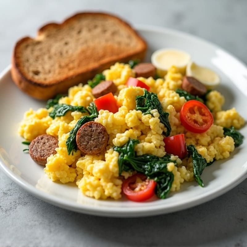 Egg White and Turkey Sausage Scramble with Spinach