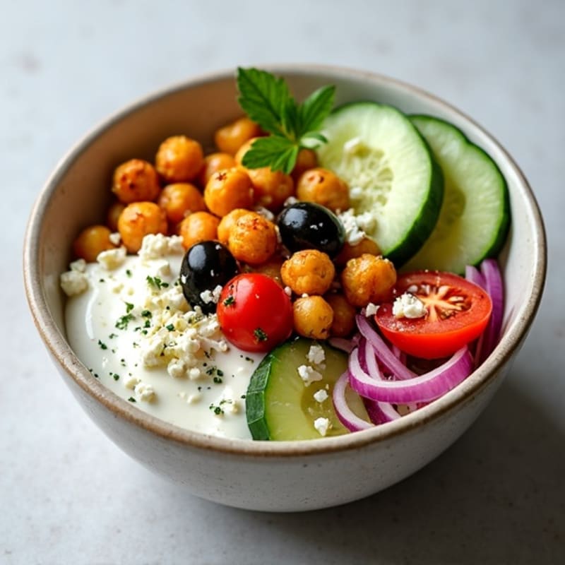 Crispy Roasted Chickpea Mediterranean Bowl