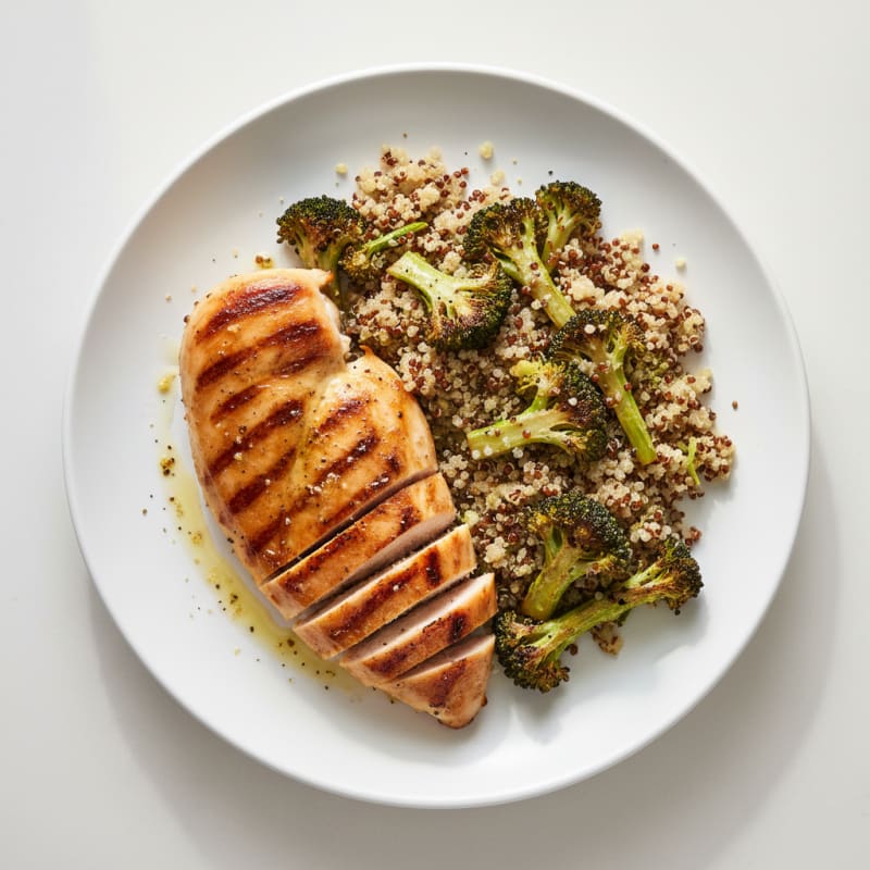 Grilled Chicken Breast with Roasted Broccoli and Quinoa