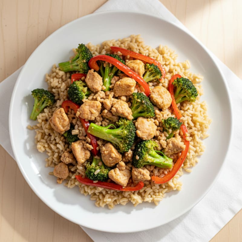 Lean Turkey and Vegetable Stir Fry with Brown Rice
