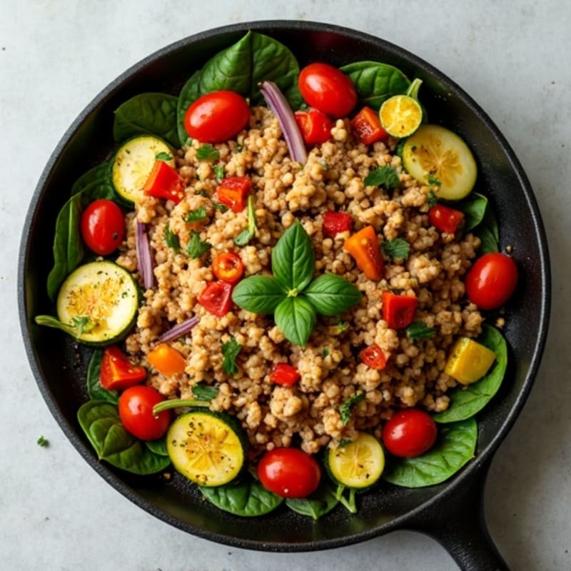 Herb-Seasoned Ground Chicken Skillet with Roasted Vegetables