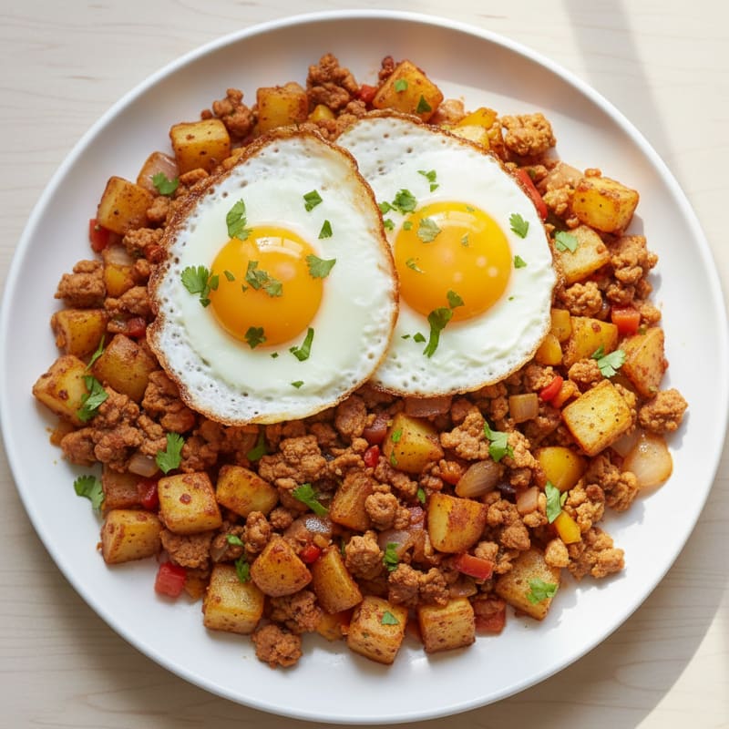 Spicy Chorizo-Style Turkey and Potato Hash