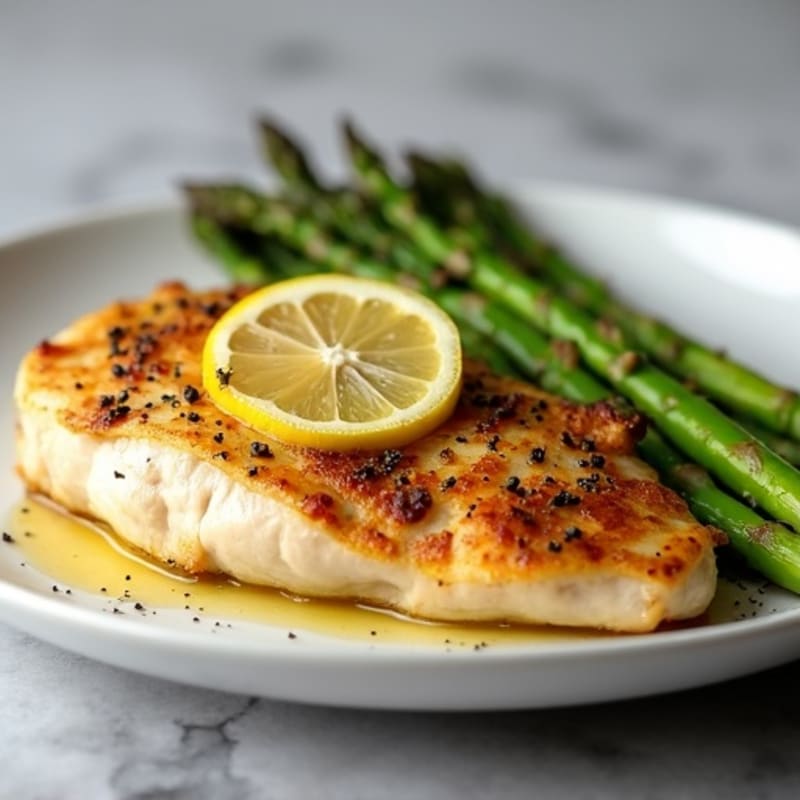 Pan-Seared Lemon Garlic Chicken with Roasted Asparagus