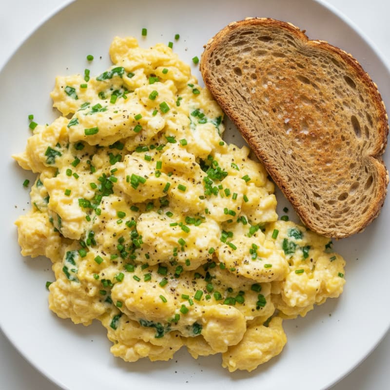 Fluffy Scrambled Eggs with Chives