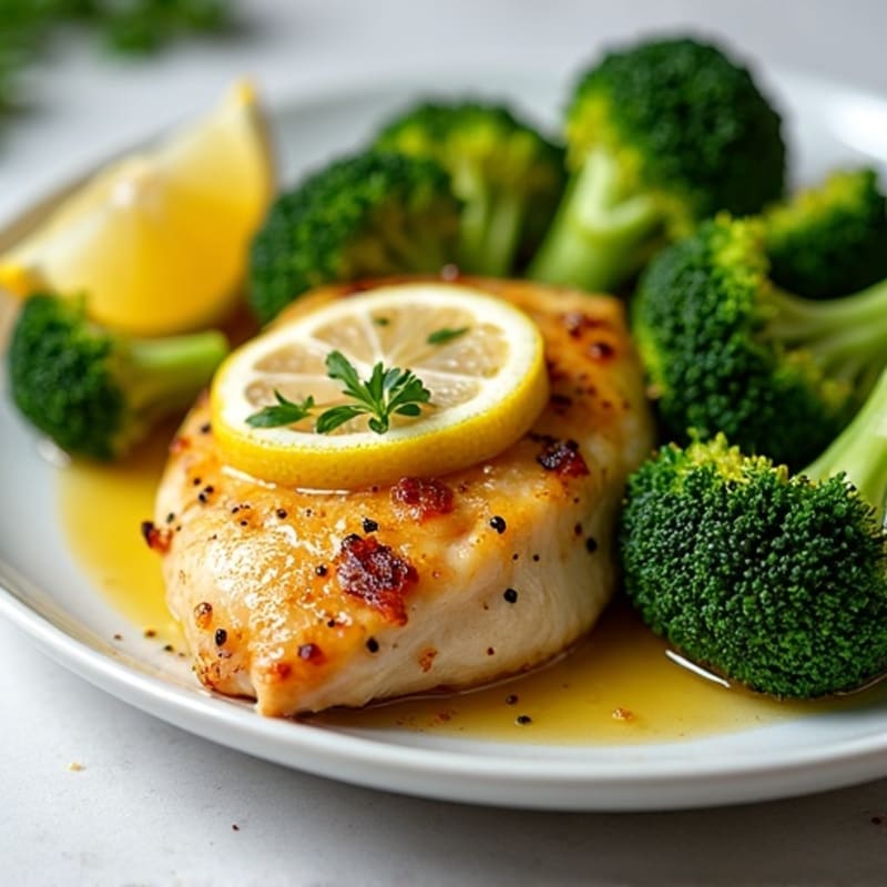 Sheet Pan Lemon Garlic Chicken Breast with Roasted Broccoli