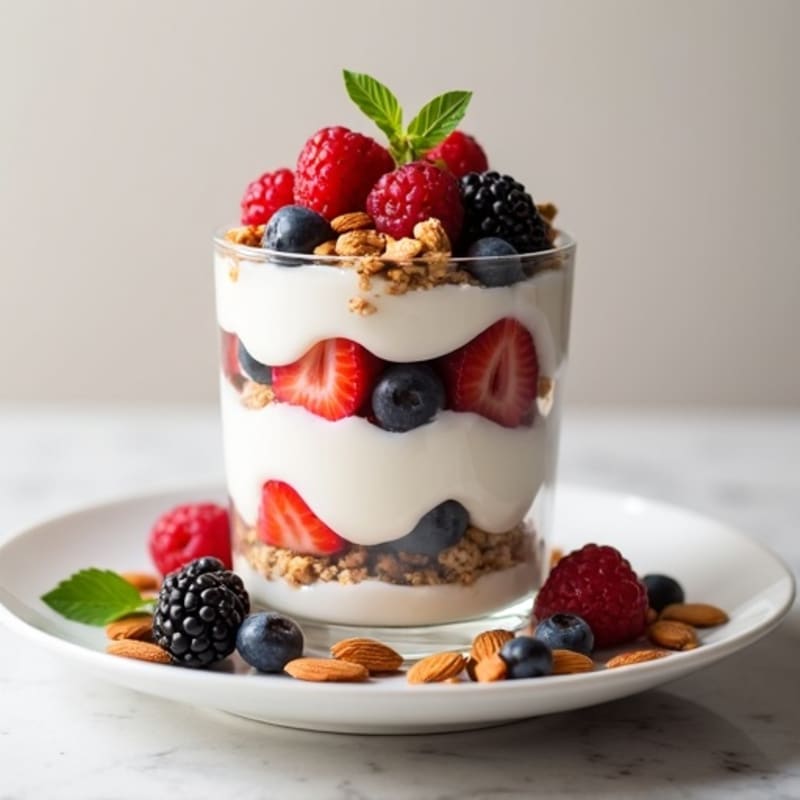 Greek Yogurt Protein Parfait with Berries and Almonds