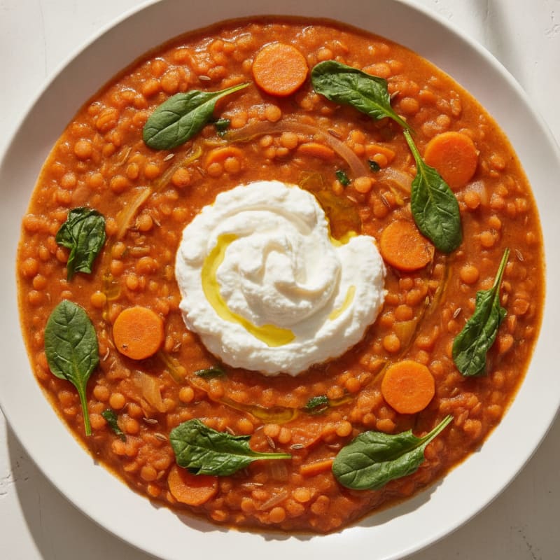 Creamy Lentil and Vegetable Stew with Cottage Cheese