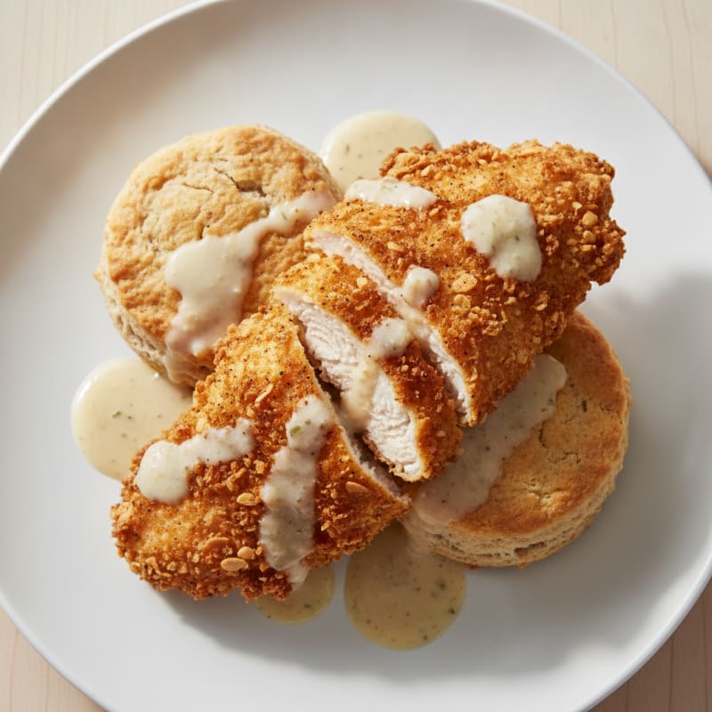 Buttermilk Fried Chicken with Fluffy Biscuits