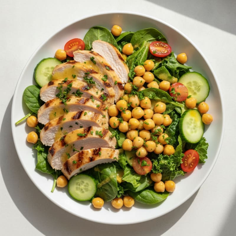 Grilled Turkey Breast Salad with Chickpeas and Lemon Vinaigrette