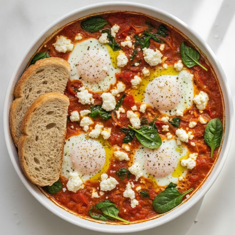 Mediterranean Baked Eggs with Feta
