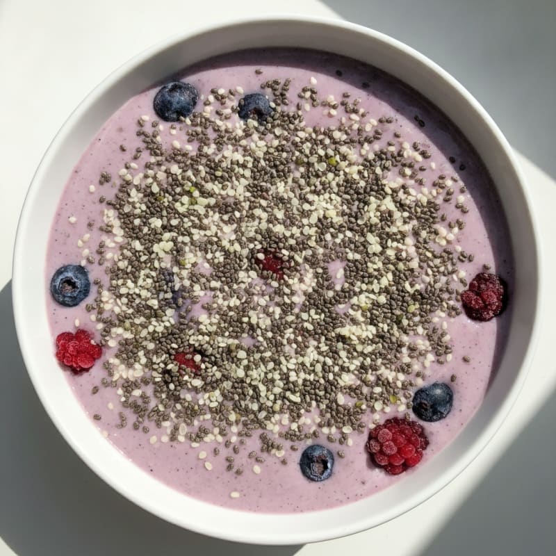 Silky Tofu Protein Smoothie Bowl with Chia and Berries