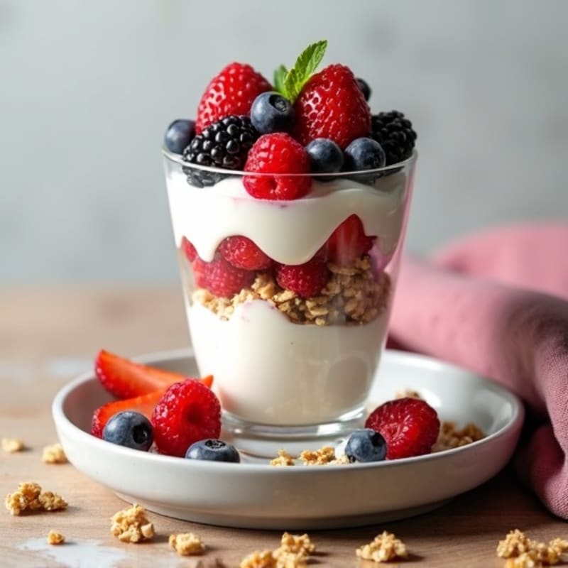 Greek Yogurt Protein Parfait with Mixed Berries
