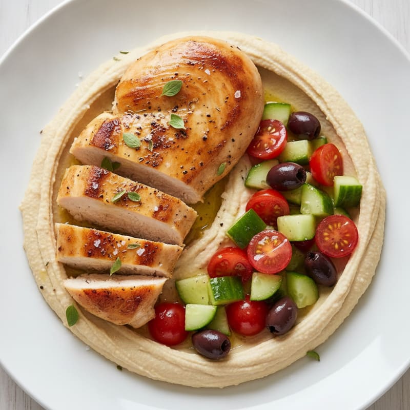 Lemon-Oregano Chicken and Hummus Plate