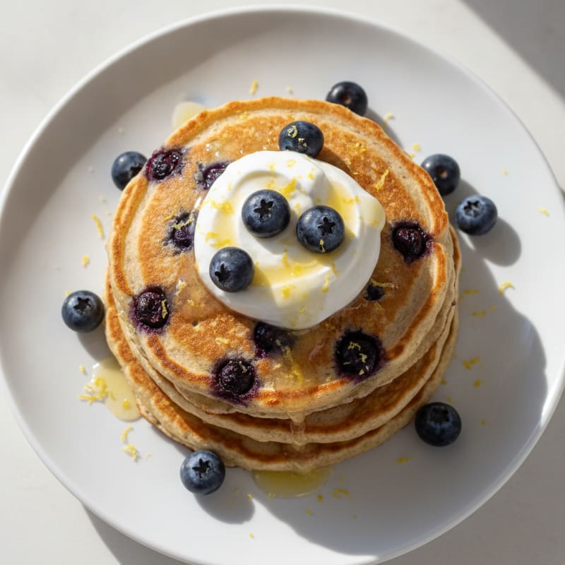 Blueberry Ricotta Pancakes with Lemon Zest