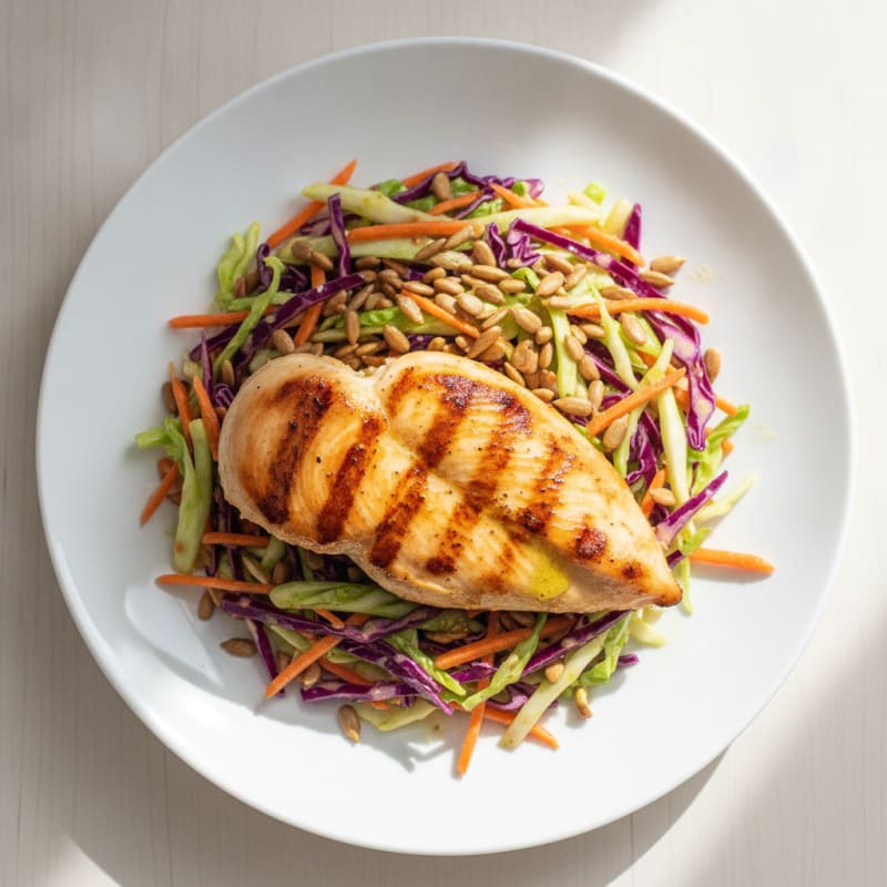 Grilled Chicken Breast with Crunchy Cabbage Slaw