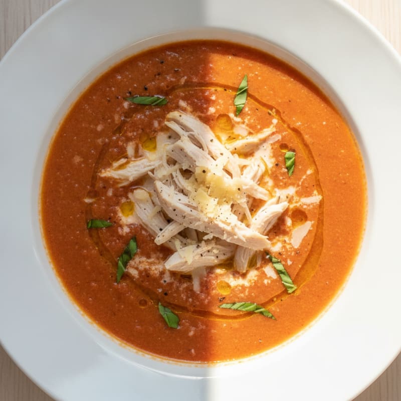 Roasted Tomato Basil Soup with Parmesan