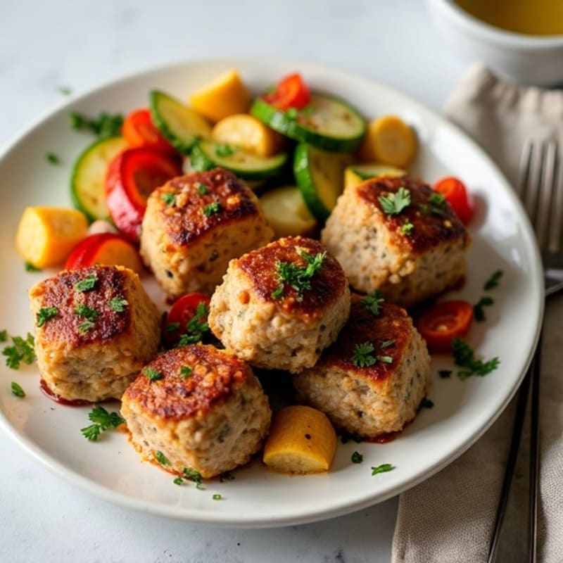 Tender Herb Meatballs with Roasted Vegetables