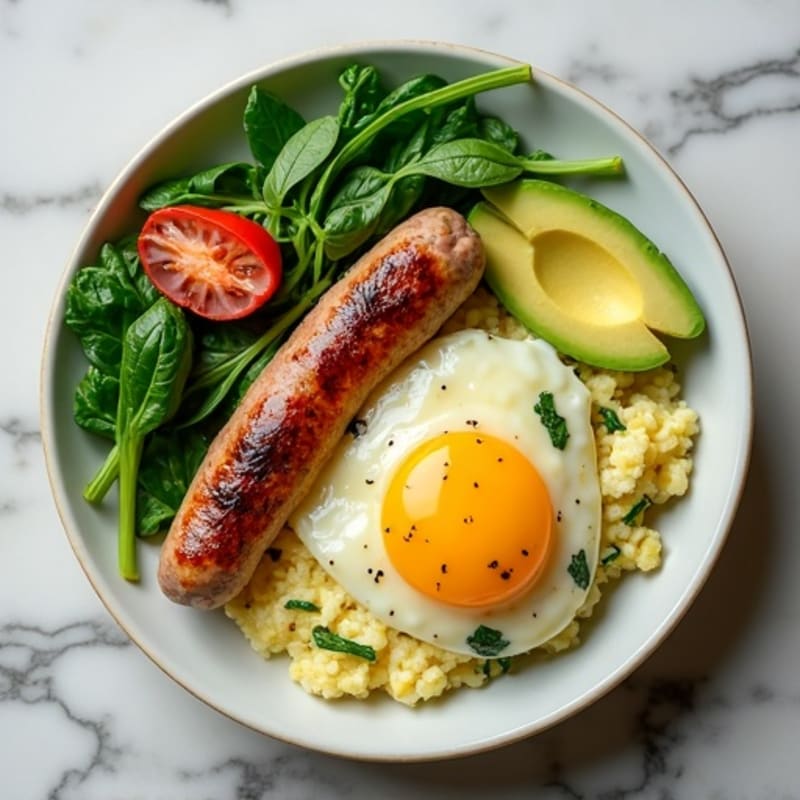 Egg White Scramble with Spinach and Turkey Sausage