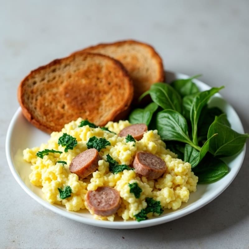 Egg White and Turkey Sausage Scramble with Spinach