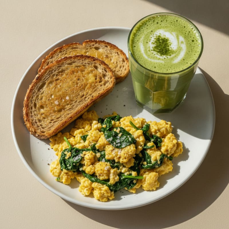 Matcha Latte with Protein Scramble