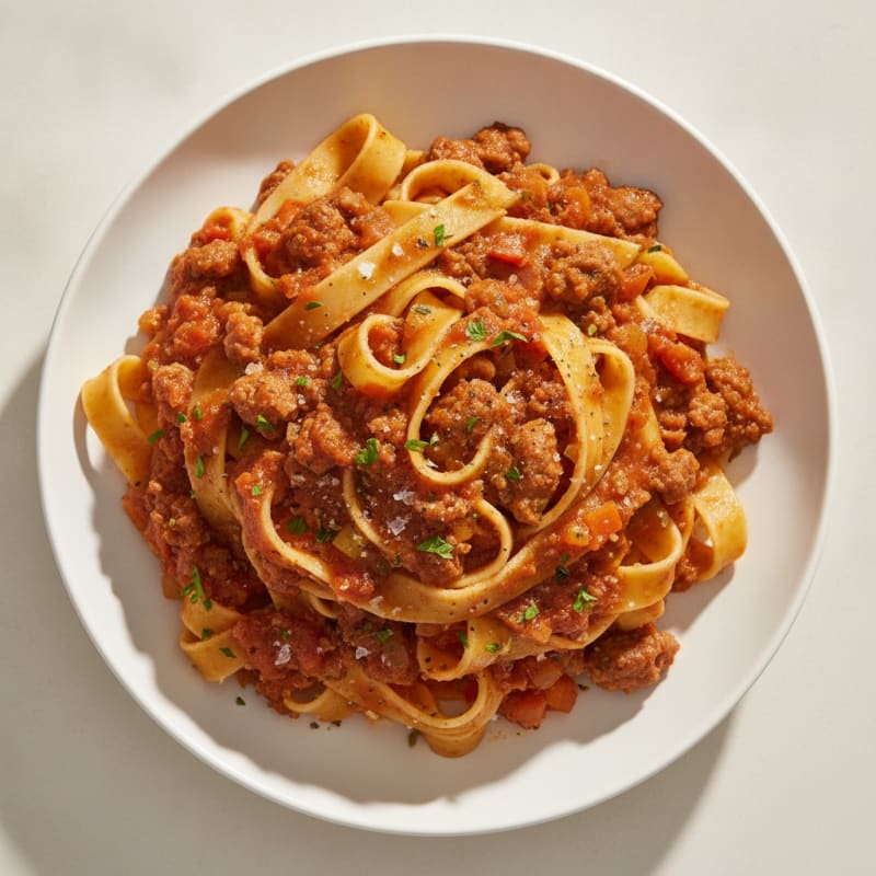 Beef and Pork Bolognese with Pappardelle