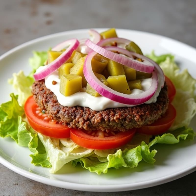 Lean Ground Beef Big Mac Style Salad with Creamy Dressing