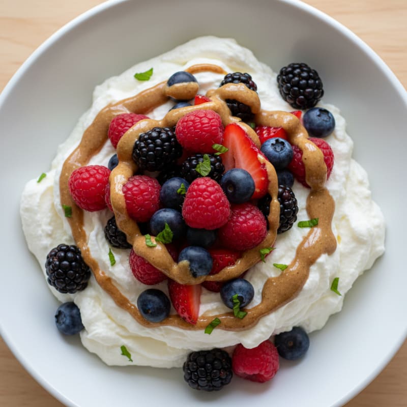 Greek Yogurt Protein Mousse with Mixed Berries