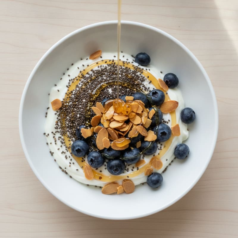 Creamy Greek Yogurt Bowl with Chia Seeds and Sliced Almonds