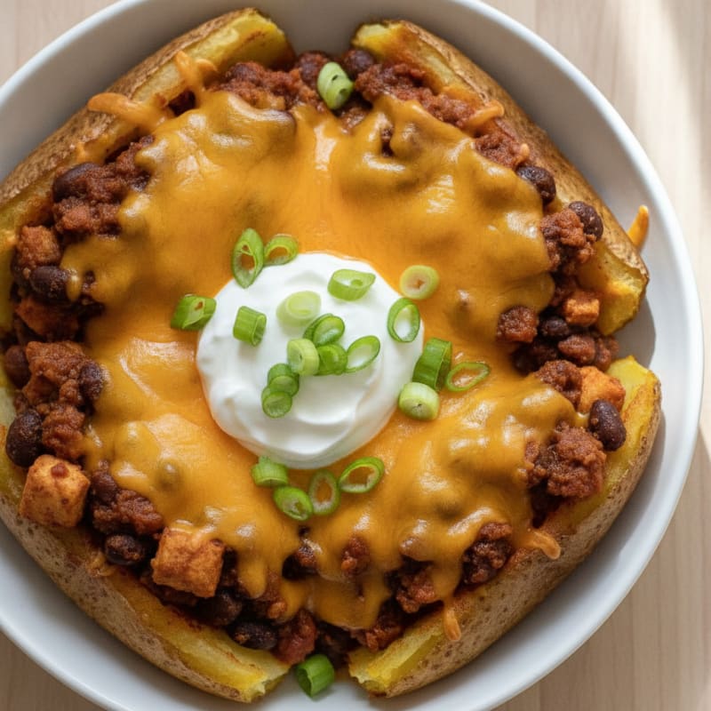 Loaded Chili Cheese Potato Skins