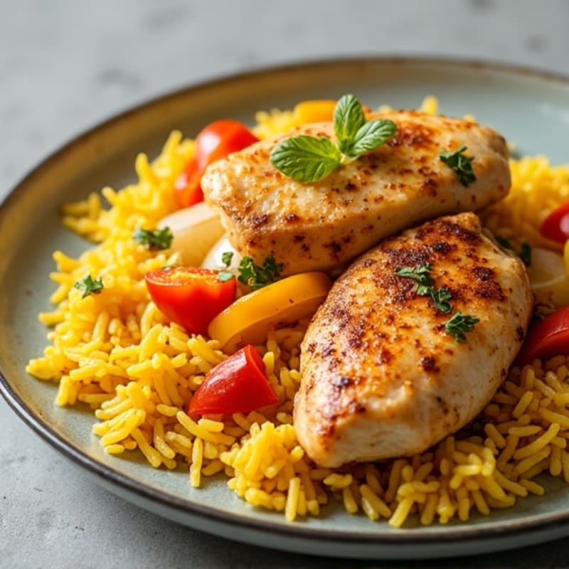 Saffron Chicken and Yellow Rice Skillet
