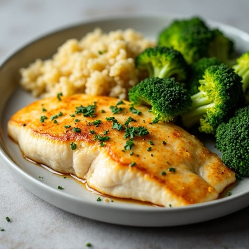 Lemon Garlic Pan-Seared Tilapia with Roasted Broccoli