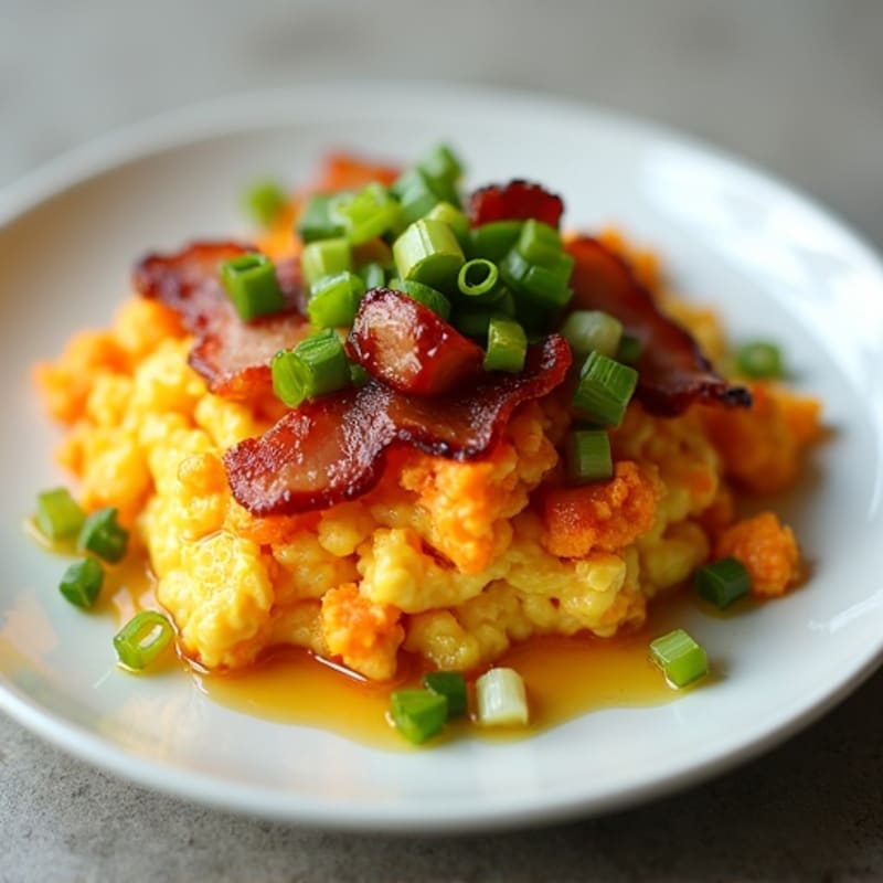 Spicy Kimchi Scrambled Eggs with Green Onions