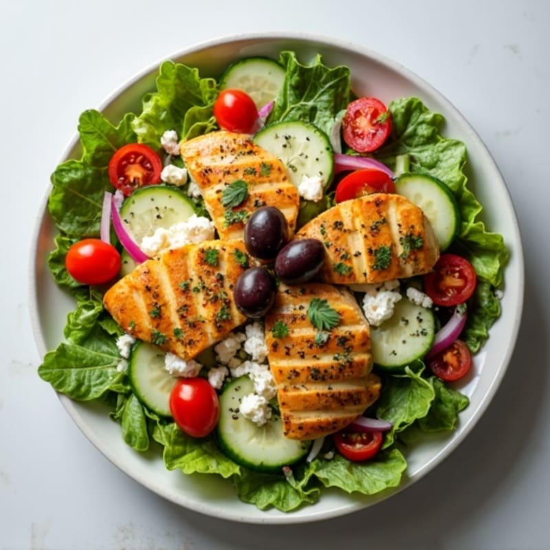 Fresh Mediterranean Chopped Salad with Herb-Marinated Chicken