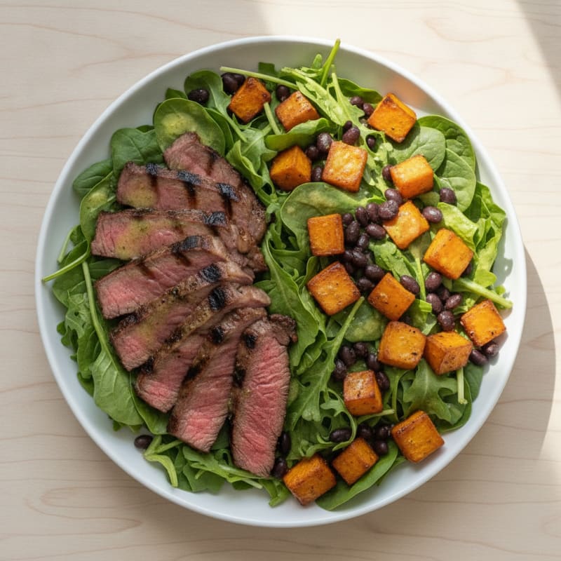 Grilled Steak Salad with Roasted Sweet Potato and Black Beans