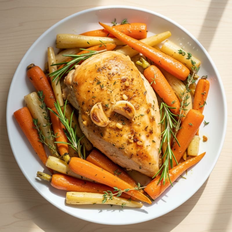 Garlic Herb Roasted Chicken with Root Vegetables